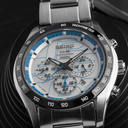 Seiko Solar SSC065P1 Chronograph White Dial Stainless Steel Strap