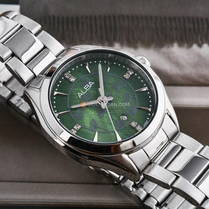 Alba Fashion AH7EK3X1 Ladies Green MOP Dial Stainless Steel Strap