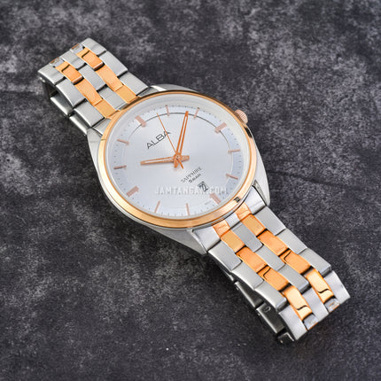 Alba Prestige AS9L08X1 Men Silver White Dial Dual Tone Stainless Steel Strap