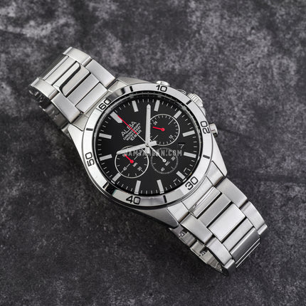 Alba Active AT3H27X1 Chronograph Men Black Dial Stainless Steel Strap
