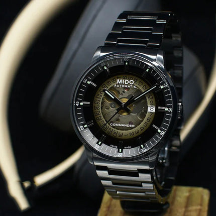 MIDO Commander II M021.407.33.411.00 Gradient Dial Black Stainless Steel Strap
