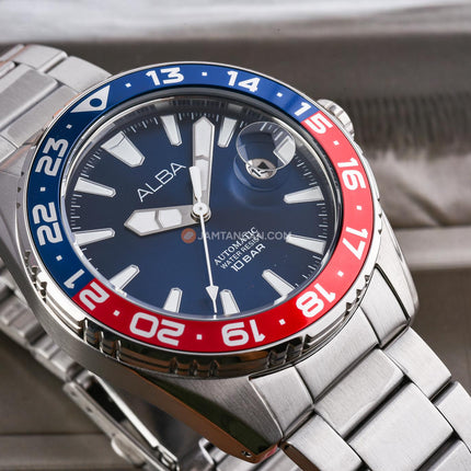 Alba Mechanical AU4067X1 Automatic Men Blue Dial Stainless Steel Strap