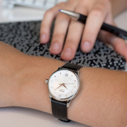 MIDO Baroncelli M039.207.16.106.00 Lady Day & Night Automatic MOP Dial Black Leather Strap