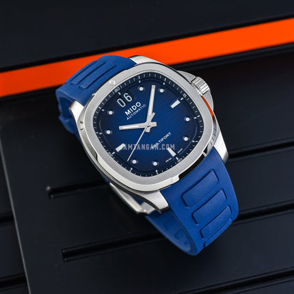 MIDO Multifort TV Big Date M049.526.17.041.00 Blue Gradient Dial Blue Rubber Strap