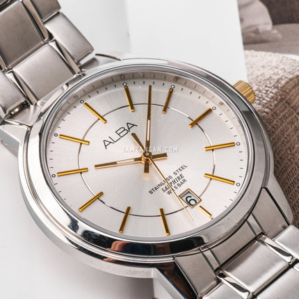 Alba AS9A49X1 White Dial Stainless Steel Strap