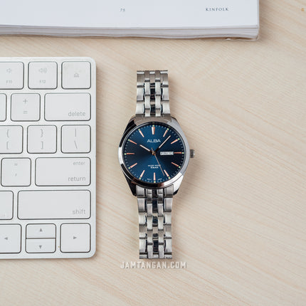 Alba AN8077X1_AJ6181X1 Couple Blue Dial Stainless Steel Strap
