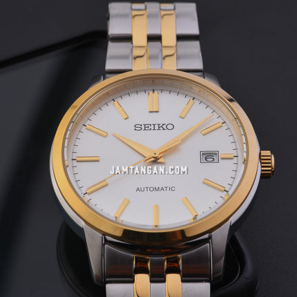 Seiko Classic SRPH92K1 Discover More Automatic Men Silver Dial Dual Tone Stainless Steel Strap