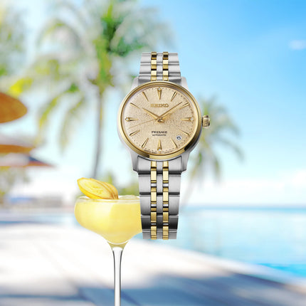 Seiko Presage SRPL64J1 Frozen Daiquiri Diamond Cocktail Light Champagne Dial Stainless Steel Strap