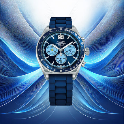 Alba Signa AU5023X2 Men Chronograph Blue Dial Stainless Steel Strap + Extra Strap