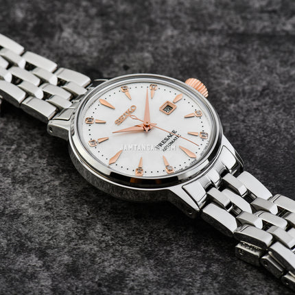Seiko Presage SRE009J1 Cocktail Time Clover Club Diamond Twist Silver Dial Stainless Steel Strap