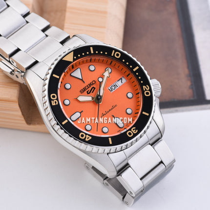 Seiko 5 Sports SRPK35K1 5KX Midi SKX Sports Style Orange Dial Stainless Steel Strap