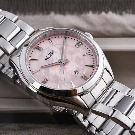 Alba Fashion AH7EK7X1 Ladies Light Pink MOP Dial Stainless Steel Strap
