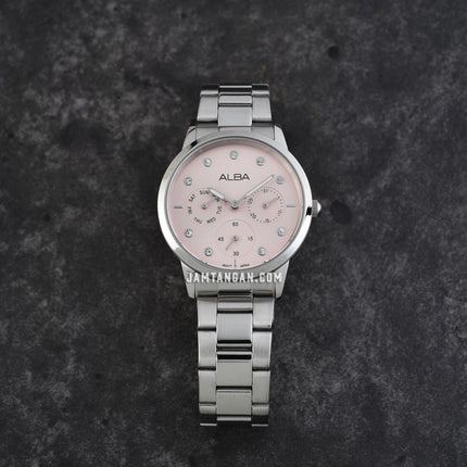 Alba AP6729X1 Ladies Multifunction Pink Dial Stainless Steel Strap