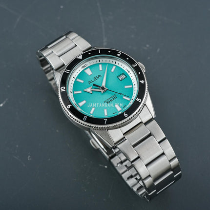 Alba Active AS9U87X1 Men Turquoise Dial Stainless Steel Strap