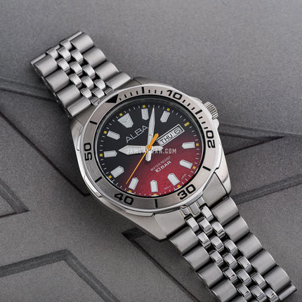 Alba Active Gravity AV3581X1 Men Red Gradient Dial Stainless Steel Strap