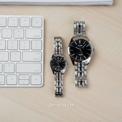 Alba ARX129X1_ARX109X1 Couple Black Dial Stainless Steel Strap