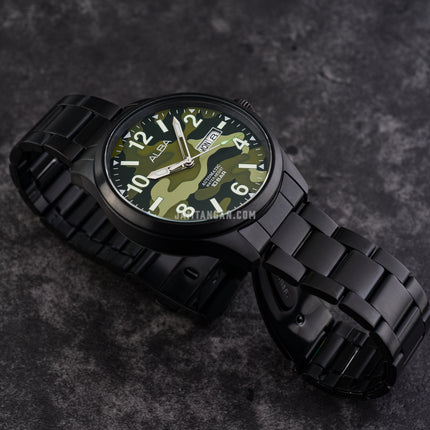 Alba Mechanical AL4313X1 Automatic Men Green Camouflage Dial Black Stainless Steel Strap