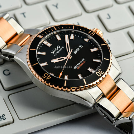 MIDO Ocean Star M026.430.22.051.00 Caliber 80 Automatic Black Dial Dual Tone Stainless Steel Strap