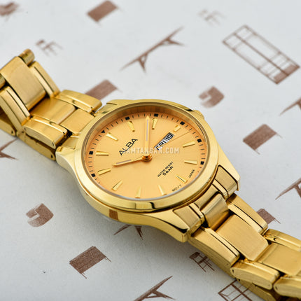 Alba Prestige AN8044X1 Ladies Gold Dial Gold Stainless Steel Strap