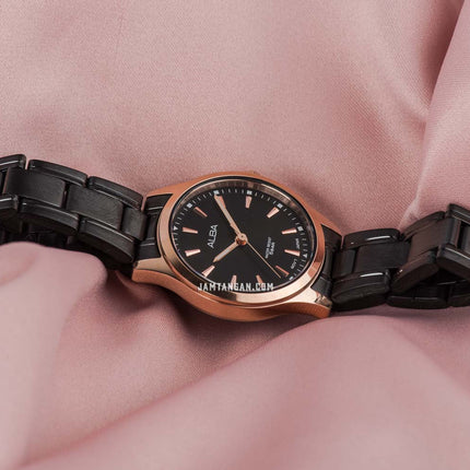 Alba Prestige ARX024X1 Ladies Black Dial Black Stainless Steel Strap