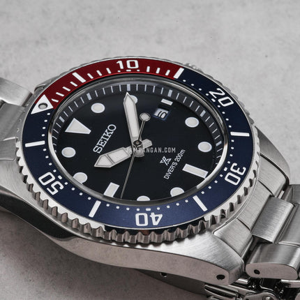 Seiko Prospex SNE595P1 Solar Diver Pepsi Blue Dial Stainless Steel Strap