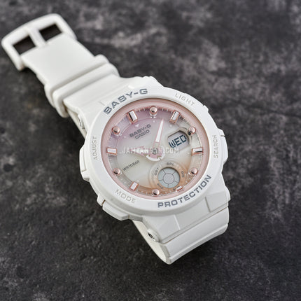 Casio Baby-G BGA-250-7A2DR Beach Traveler Series Digital Analog Dial White Resin Band