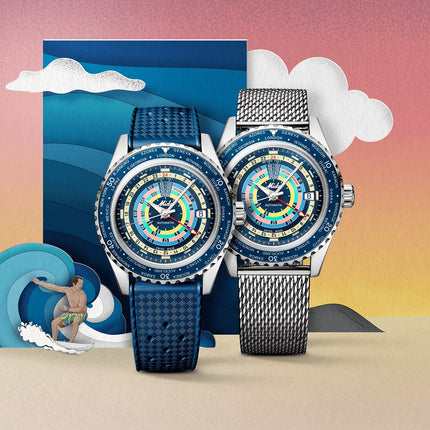MIDO Ocean Star M026.829.17.041.00 Decompression Worldtimer Dial Blue Rubber Strap + Extra Strap