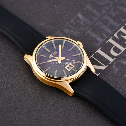 Seiko SUR560P1 Men Black Dial Black Silicone Strap