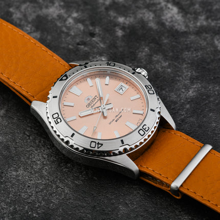 Orient Mako 40 RA-AC0Q05P Men Apricot Dial Brown Leather Strap