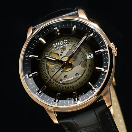 MIDO Commander II M021.407.36.411.00 Gradient Dial Black Leather Strap