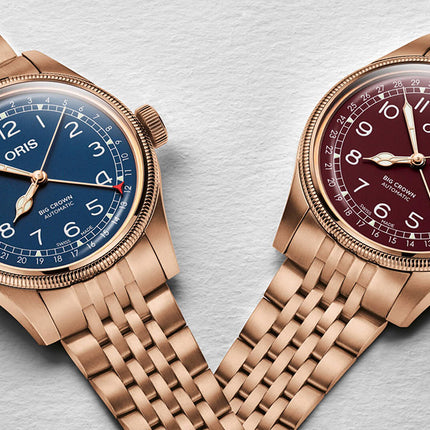 Oris Big Crown 01-754-7741-3165-07-8-20-01 Pointer Date Bronze Blue Dial Rose Gold St. Steel Strap