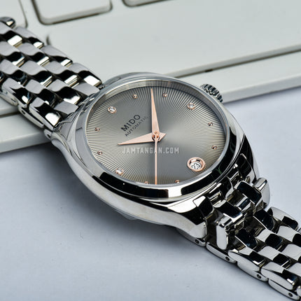 MIDO Belluna II M024.307.11.076.00 Royal Lady Rhodium Dial Stainless Steel Strap