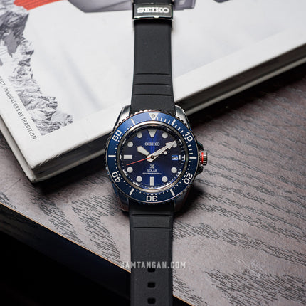 Seiko Prospex SNE593P1 Solar Divers 200M Blue Dial Black Silicone Strap