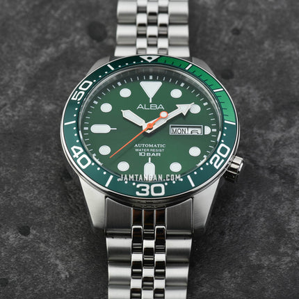 Alba Mechanical AL4187X1 Automatic Men Green Dial Stainless Steel Strap