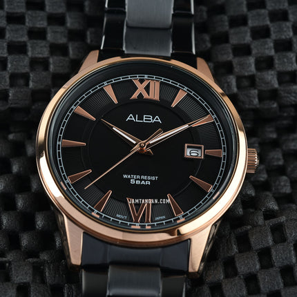 Alba Prestige AS9P42X1 Men Black Dial Black Stainless Steel Strap