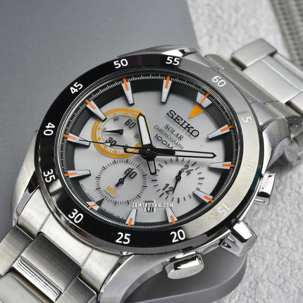 Seiko Solar SSC179P1 Chronograph Silver Dial Stainless Steel Strap