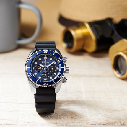 Seiko Prospex SSC759J1 Sumo Solar Chronograph Blue Navy Dial Black Silicone Strap
