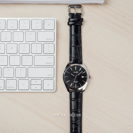 Alba AH7BN9X1_AS9R05X1 Couple Black Dial Black Leather Strap