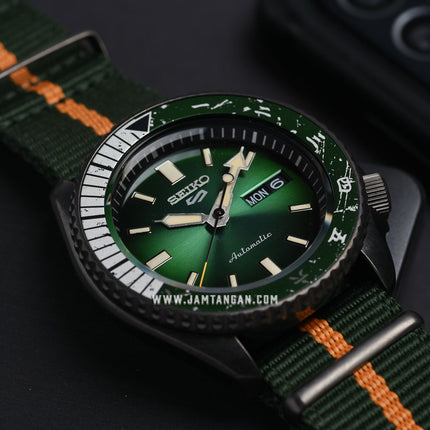 Seiko 5 Sports SRPF73K1 Naruto & Boruto Rock Lee Model Dual Tone Nylon Strap Limited Edition