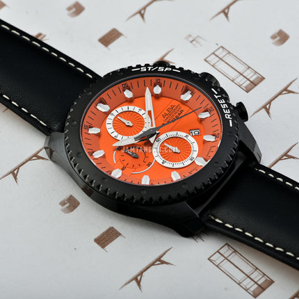 Alba Active AM3643X1 Men Orange Dial Black Leather Strap