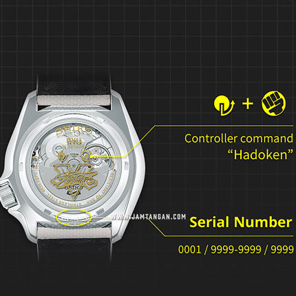 Seiko 5 Sports SRPF19K1 Street Fighter Ryu Unshakeable Fist Nylon-Leather Strap Limited Edition