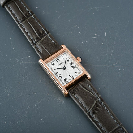 Seiko Classic SWR096P1 Tank Discover More Ladies White Dial Leather Strap