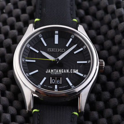 Seiko Classic SUR517P1 Discover More Black Dial Black Nylon Strap