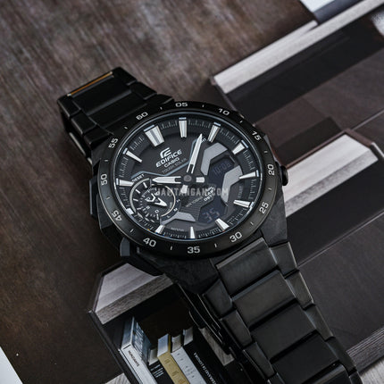Casio Edifice ECB-2200DC-1ADF Men Windflow Digital Analog Black Dial Black Stainless Steel Band