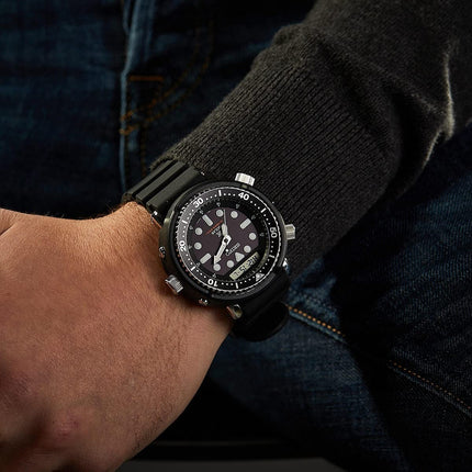 Seiko Prospex SNJ025P1 Arnie Solar Baselworld 2019 Digital Analog Black Dial Black Rubber Strap