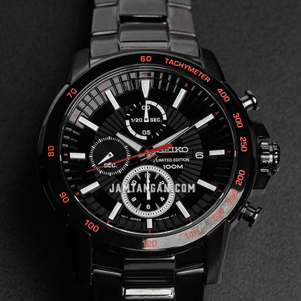 Seiko Chronograph SNDC79P1 Black Dial Black Stainless Steel Strap