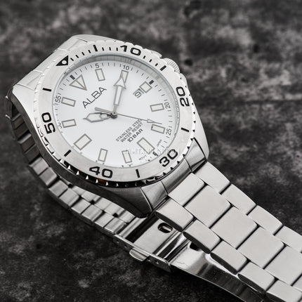 Alba Active AS9Q45X1 White Dial Stainless Steel Strap