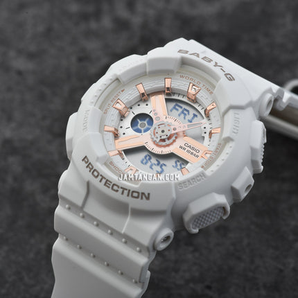 Casio Baby-G BA-110XRG-7ADR Digital Analog Rose Gold Dial White Resin Band