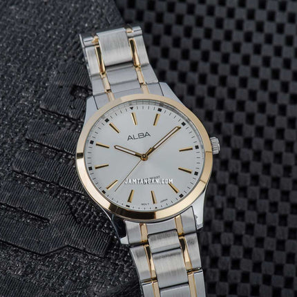 Alba Prestige ARX010X1 Men Silver Dial Dual Tone Stainless Steel Strap