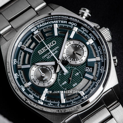 Seiko Chronograph SSB405P1 Essentials Green Dial Stainless Steel Strap